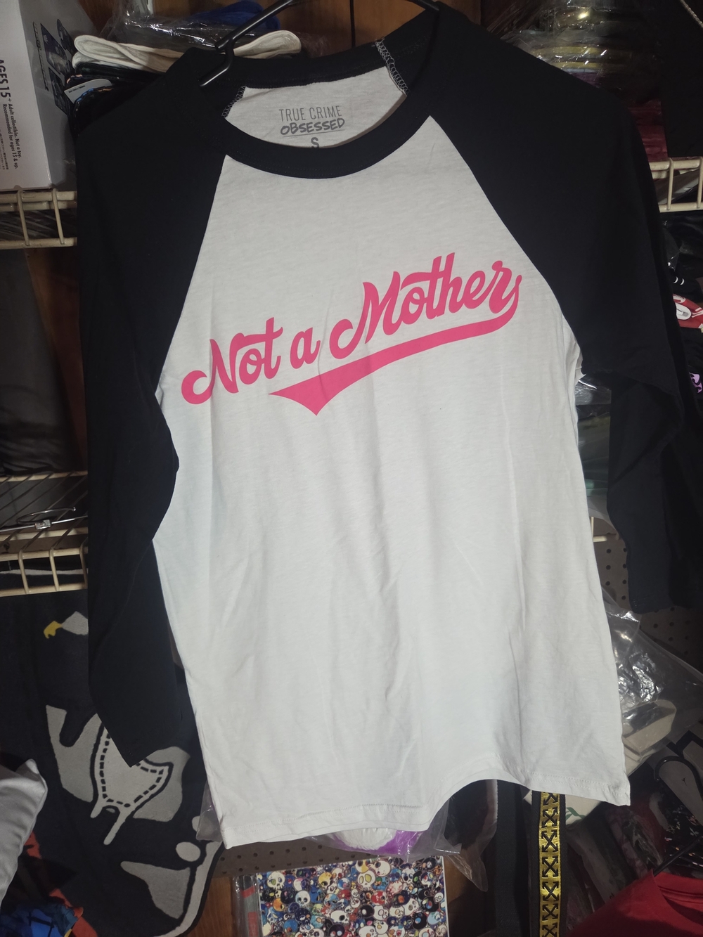 True Crime Obsessed Baseball Tee Small